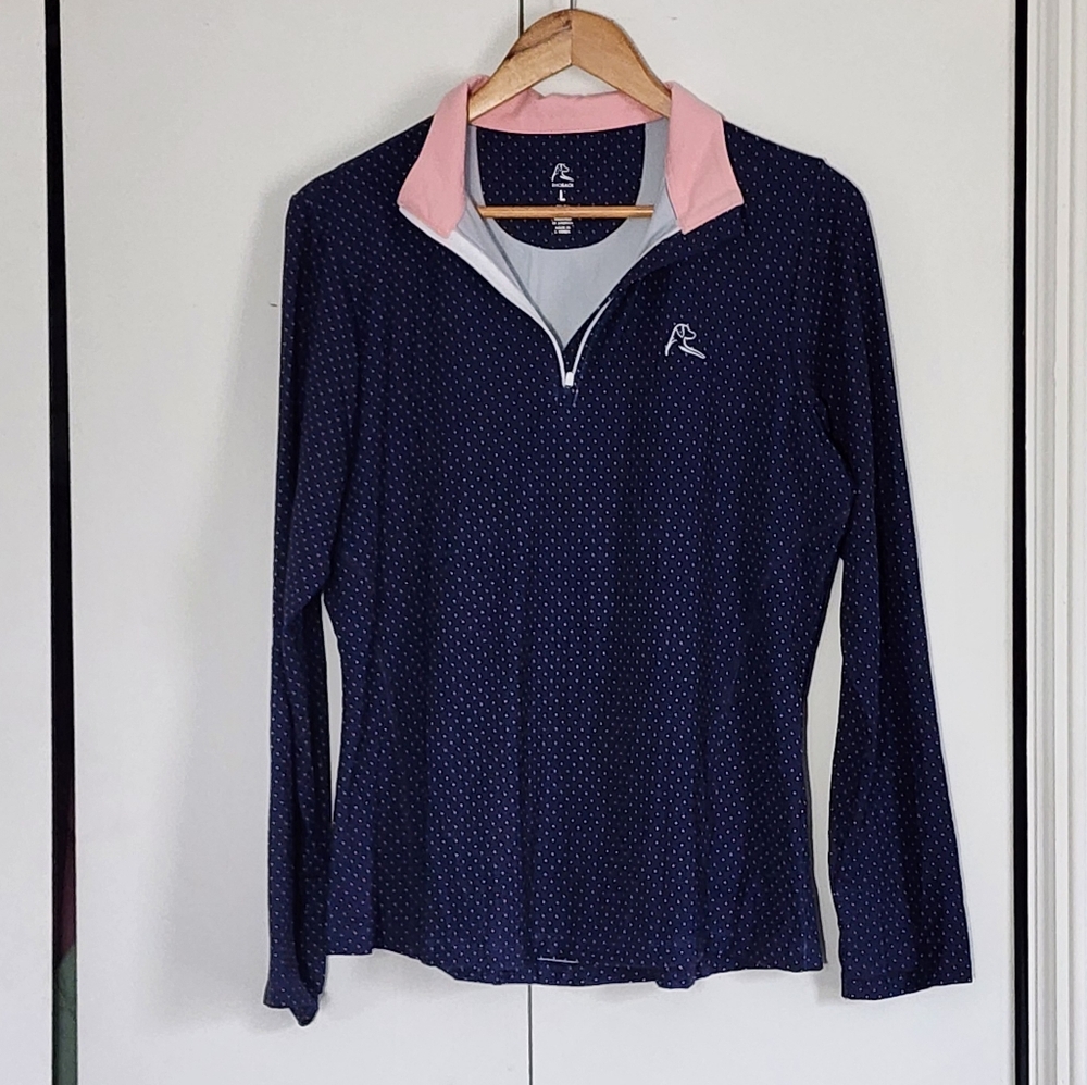 Rhoback Light Blue and Navy Stitch Pullover Detail